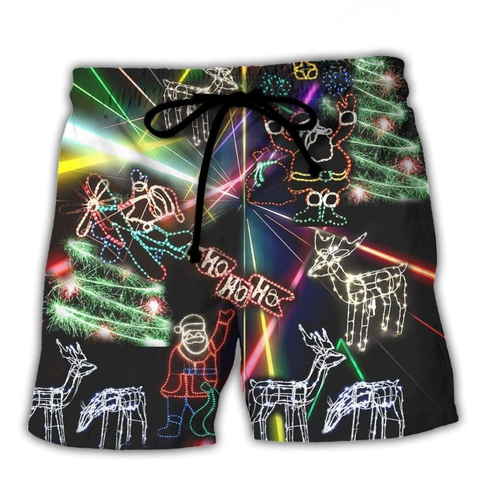 Neon Christmas Tree And Snowman – Beach Short