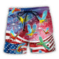 Parrot USA Flag Firework Independence Day – Beach Short