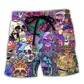 Hippie Mushroom Skull Colorful Art – Beach Short