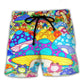 Hippie Frog Mushroom Colorful Peace Art – Beach Short
