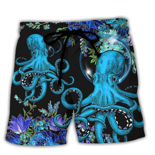 Octopus With Flowers Beautiful Day Art – Beach Short