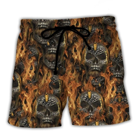 Skull Bullet Fire Dark Art – Beach Short