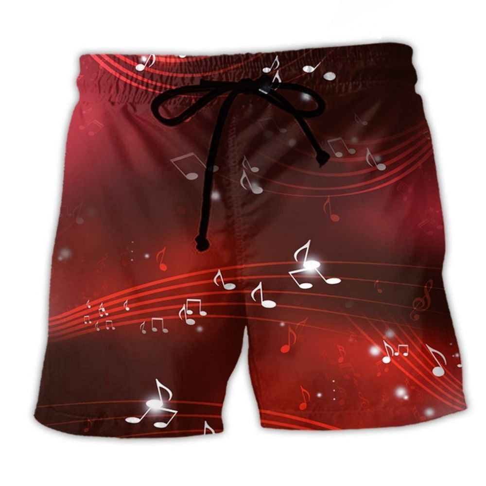 Musical Notes With Red Blurry Lights – Beach Short