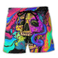Skull And Moth Neon Night Art – Beach Short