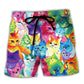 Colorful Cute Kitten Happy Life – Beach Short
