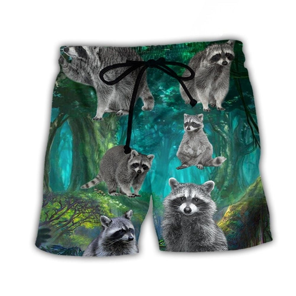 Raccoon Green Nature Style Art – Beach Short