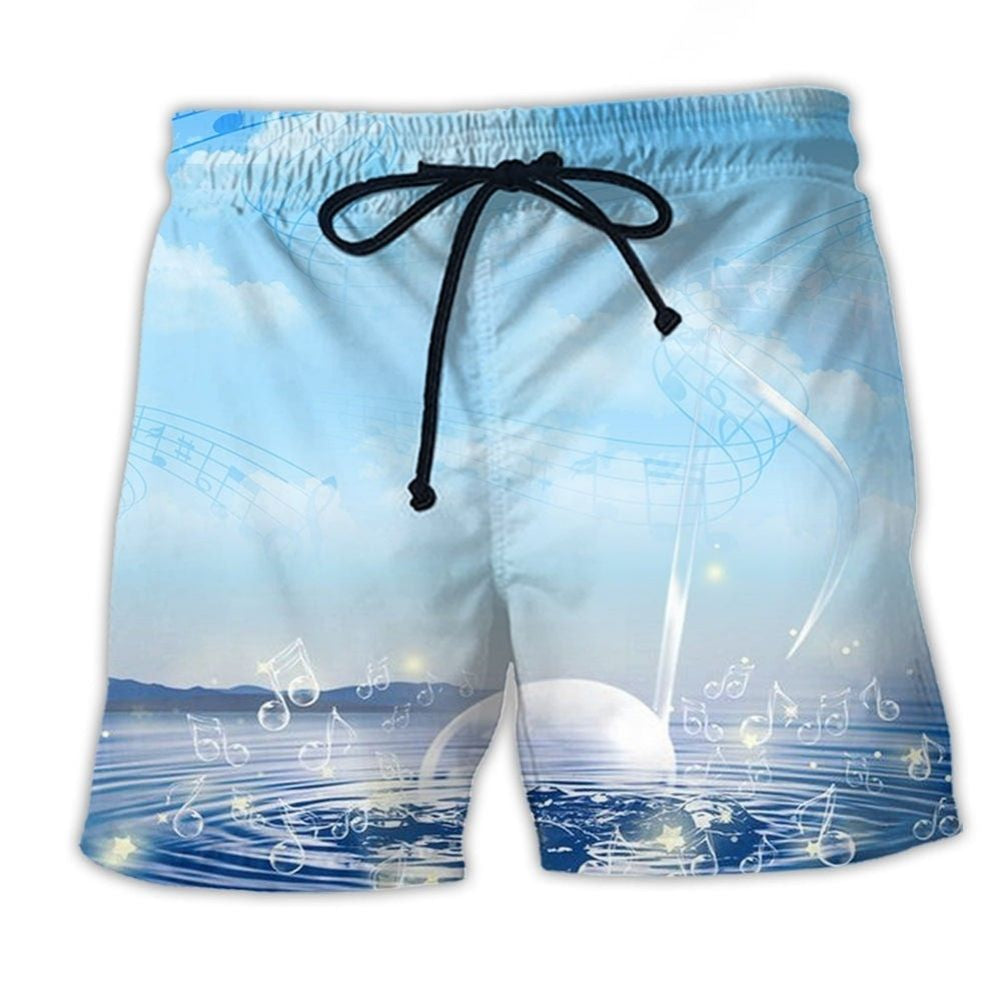 Music Sounds Of Nature Abstract Art – Beach Short