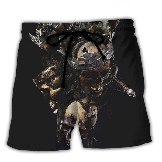 Skull Eternal King Quote Art – Beach Short