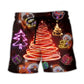 Funny Santa Tree Red Neon Art – Beach Short