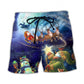 Santa Reindeer Snowman Holiday Lights – Beach Short