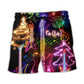 Christmas Guitar Tree Happy Glow Art – Beach Short