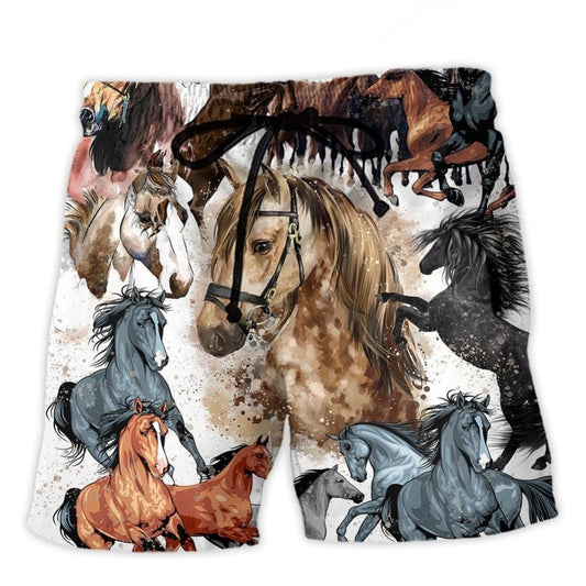 Fantasy Horse Painting Style Art – Beach Short