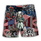 Scooter Skeleton USA Flag Celebration – Beach Short