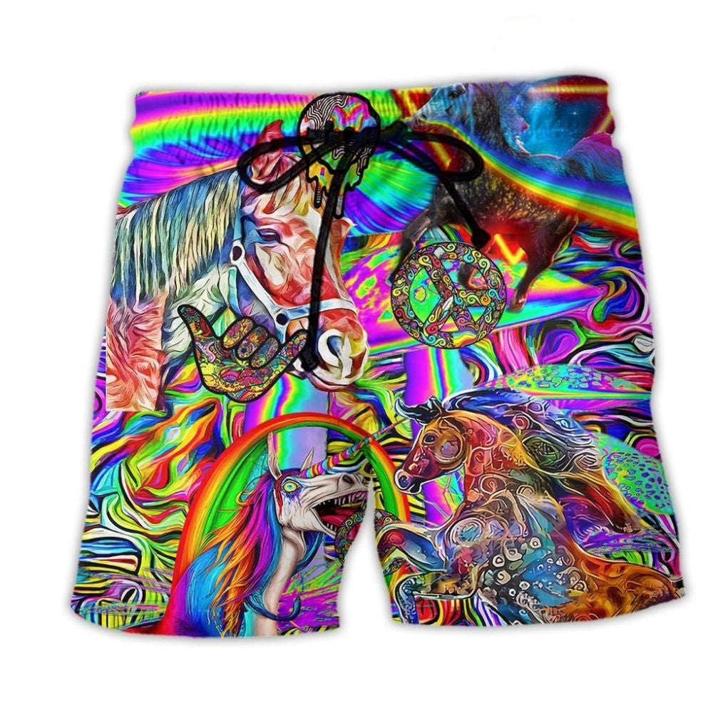 Hippie Horse Running Free Art – Beach Short