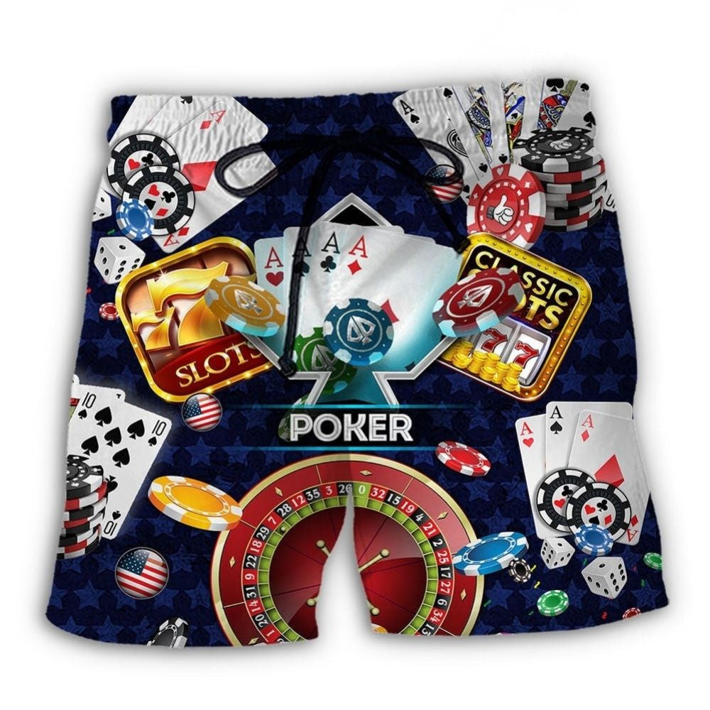 Poker US Flag Independence Day – Beach Short