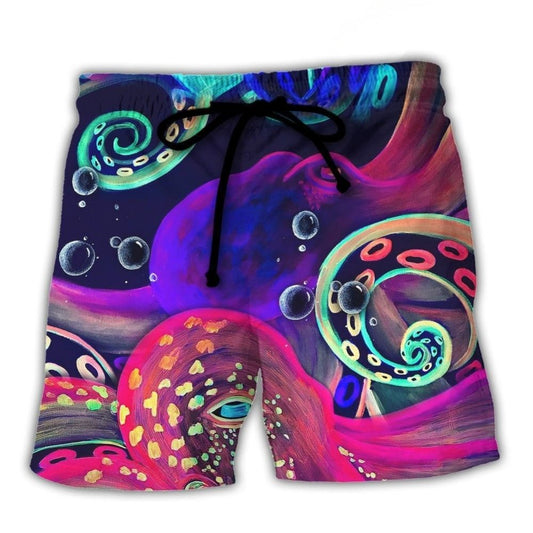 Neon Octopus Under The Sea – Beach Short