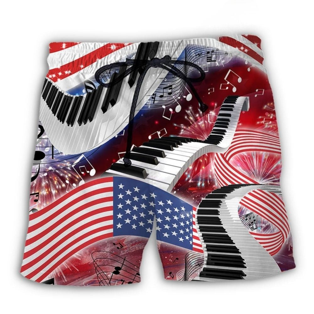 Piano Music Lover US Independence Day – Beach Short