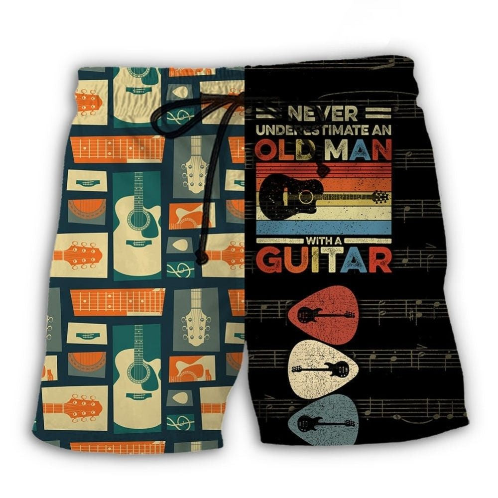 Guitar Never Underestimate Old Man – Beach Short