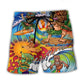 Colorful Tiki Surfing Island Art – Beach Short