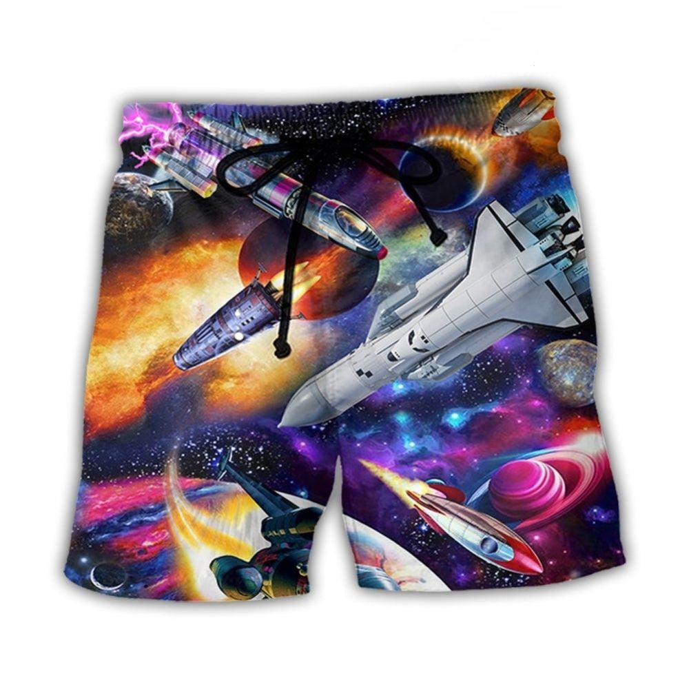 Colorful Rocket Space Style Art – Beach Short