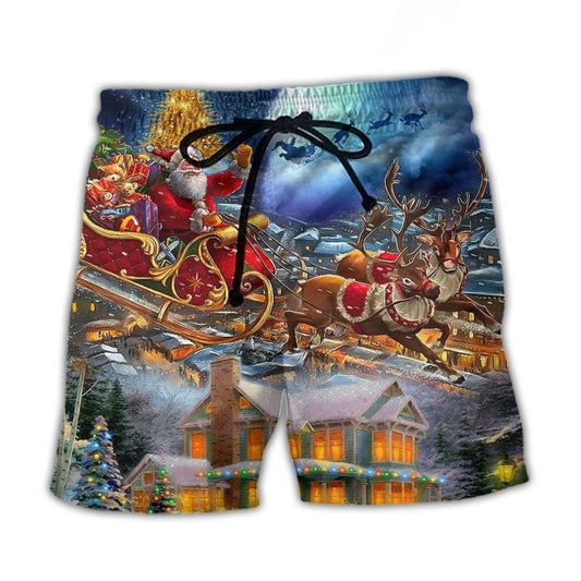Santa Snowman Family Love Holiday – Beach Short