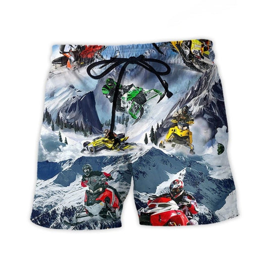 Snowmobile Adventure Ice Mountain Art – Beach Short