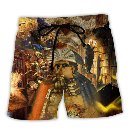 Mysterious Librarian Fantasy Art – Beach Short