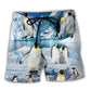 Penguins Life Together Cute Art – Beach Short