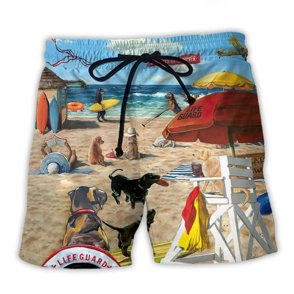 Dog Lifeguard Beach Fun Art – Beach Short