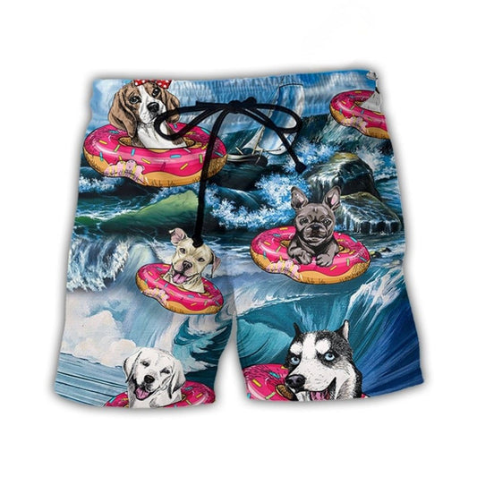 Cute Dog Playful Style Art – Beach Short