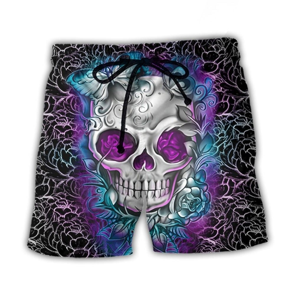 Skull Butterfly Flower Lightning – Beach Short