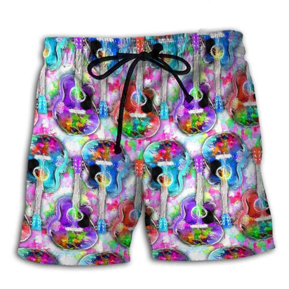 Colorful Guitar Mix Art – Beach Short
