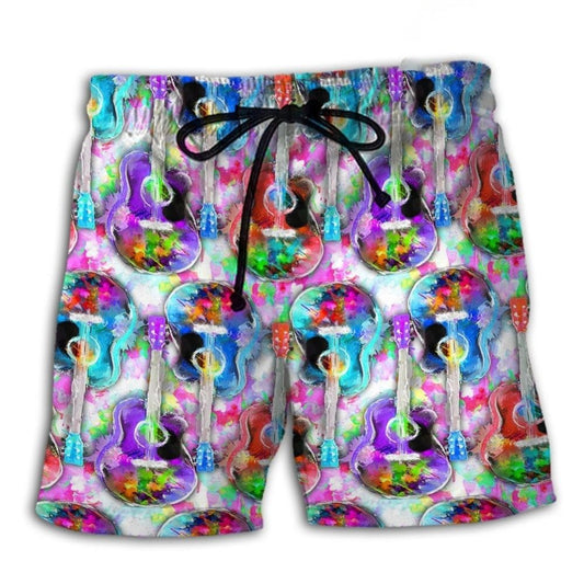 Colorful Guitar Mix Art – Beach Short