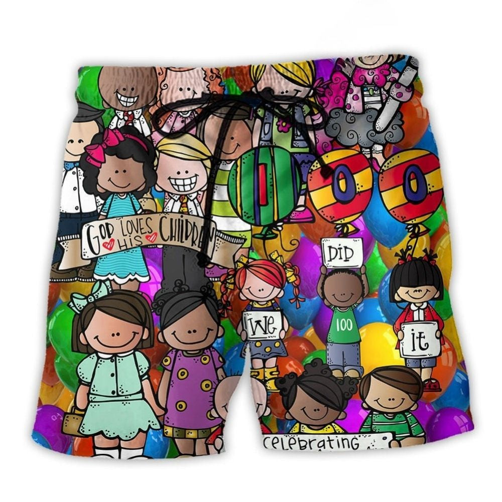 School Celebration 100 Days Fun Art – Beach Short