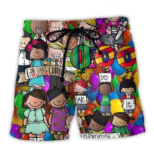 School Celebration 100 Days Fun Art – Beach Short