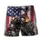 Skull Shotgun USA Flag Vintage – Beach Short