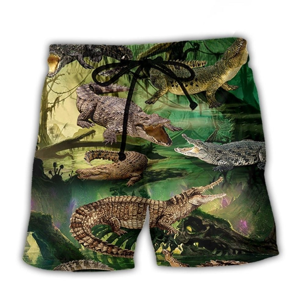 Crocodile Falling In Love Art – Beach Short