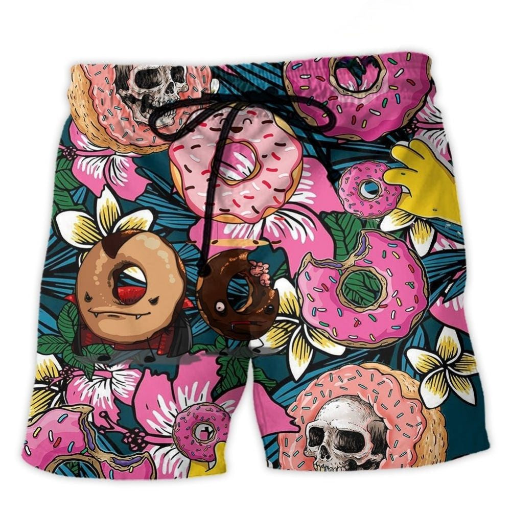 Funny Donut Tropical Style Art – Beach Short