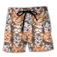 Cute Cat Happy Life Funny Cat Art – Beach Short