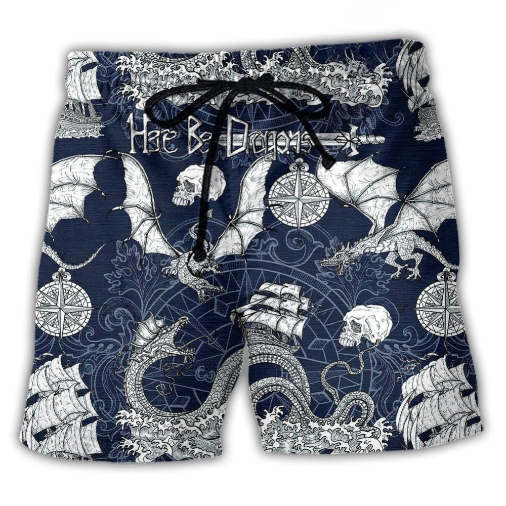 Dragon Skull Old Ship Sea Fantasy – Beach Short