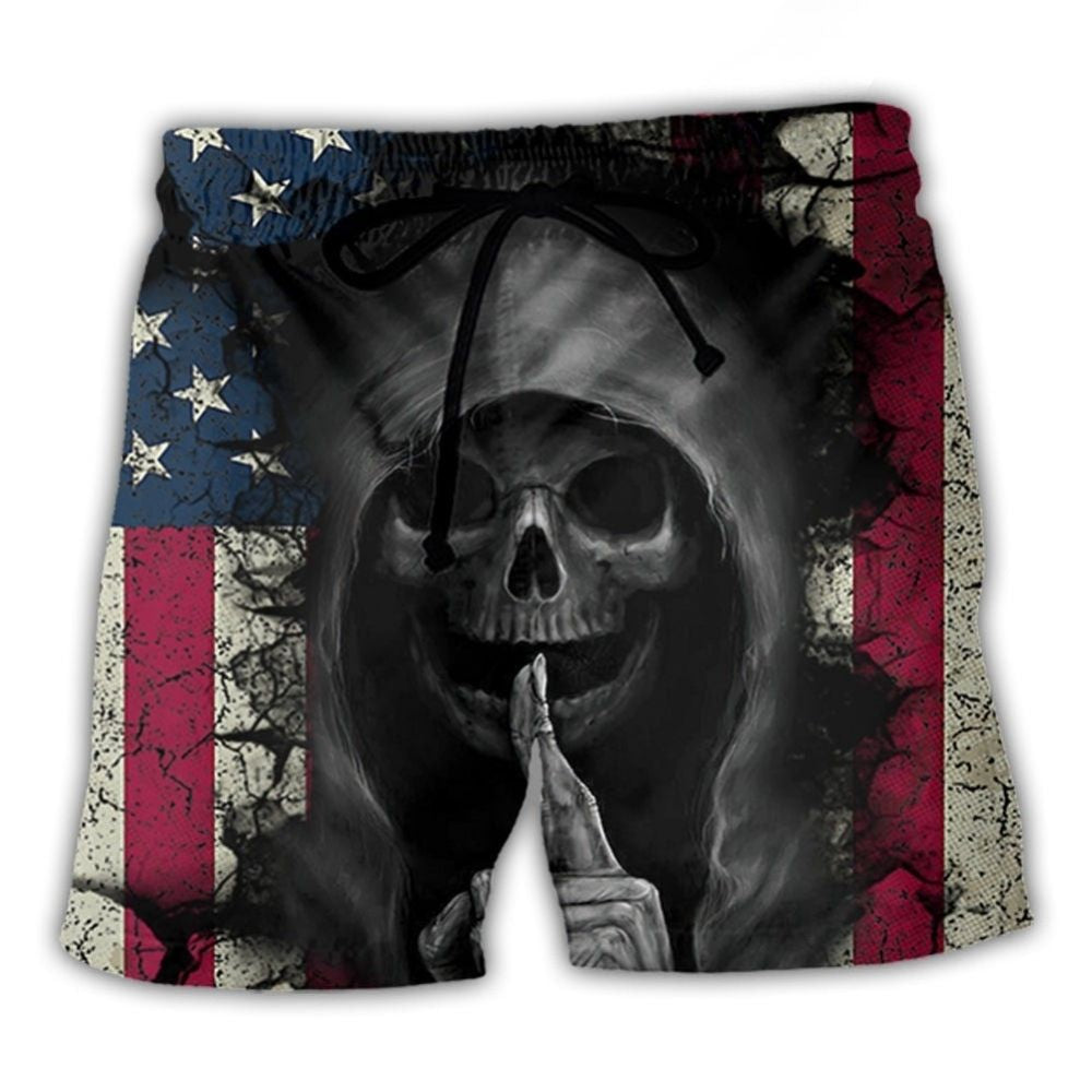 Skull Dark USA Flag Vintage – Beach Short