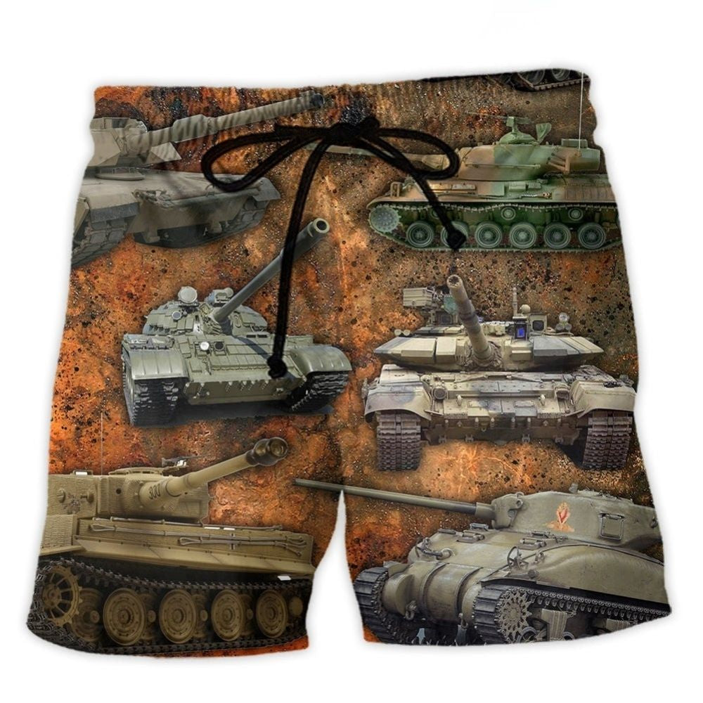 Dusty Tank Retro Vibe Art – Beach Short