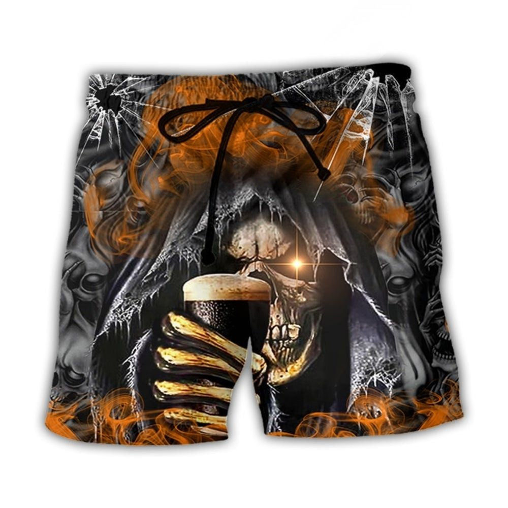 Skull Dark Drinking Orange Smoke – Beach Short