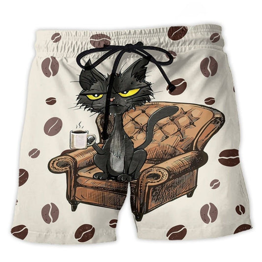 Coffee Black Cat Lover – Beach Short