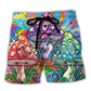 Colorful Hippie Mushroom Happy Life – Beach Short