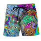 Hippie Cat Trippy Mind Art – Beach Short
