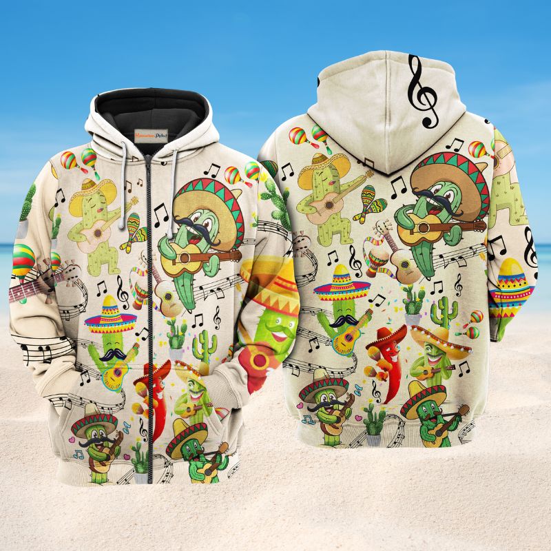 Cactus Love Music Art – 3D Hoodie