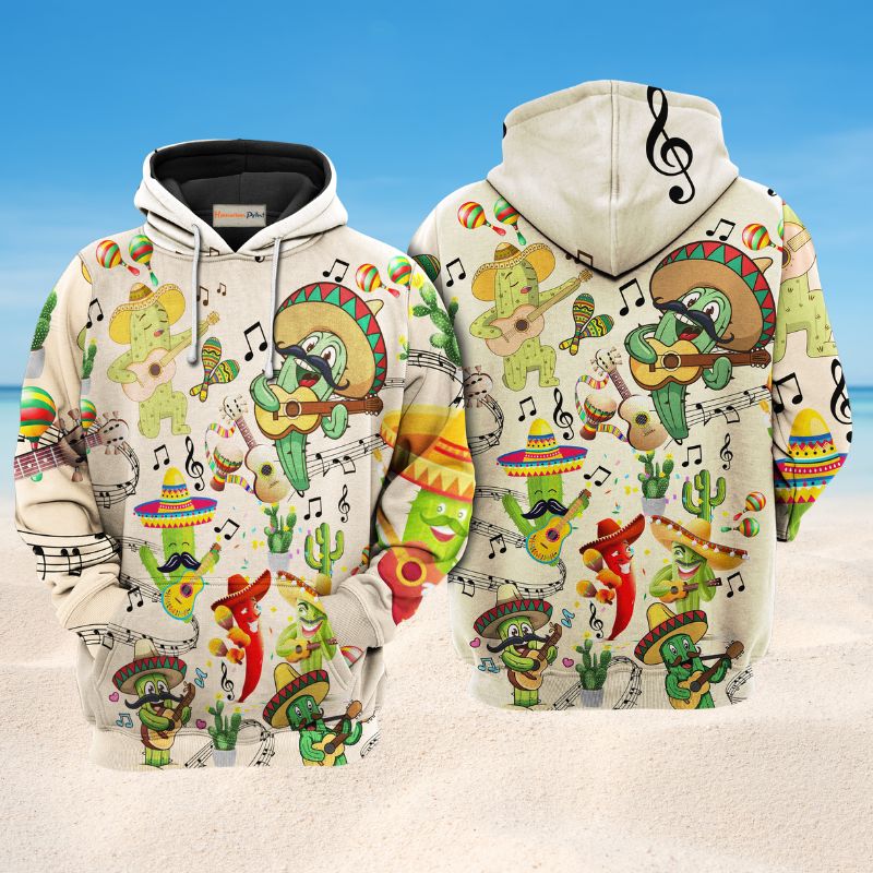 Cactus Love Music Art – 3D Hoodie