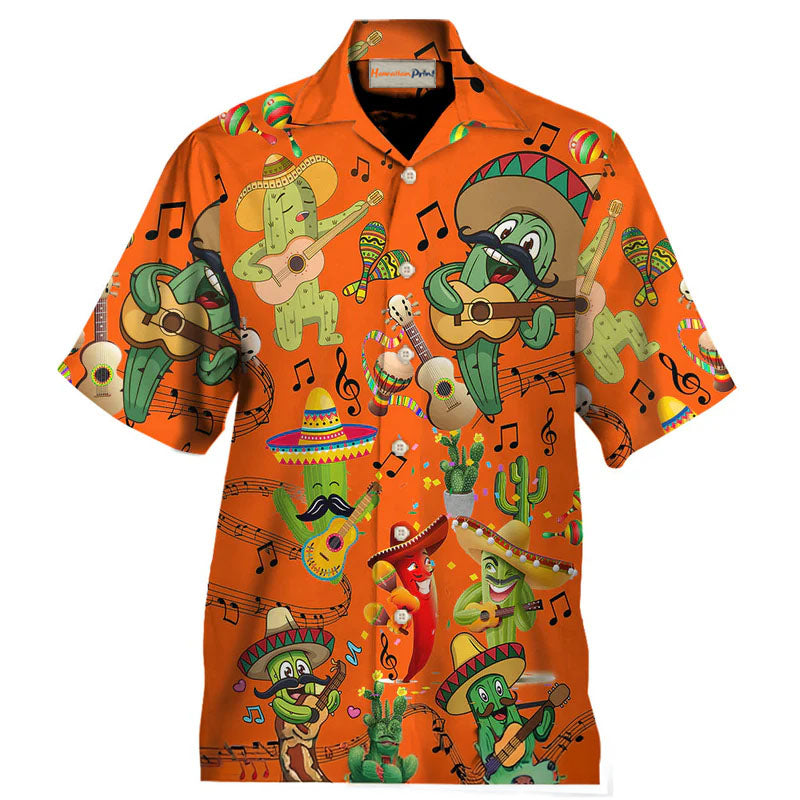 Cactus Love Music Orange Graphic – Hawaiian Shirt