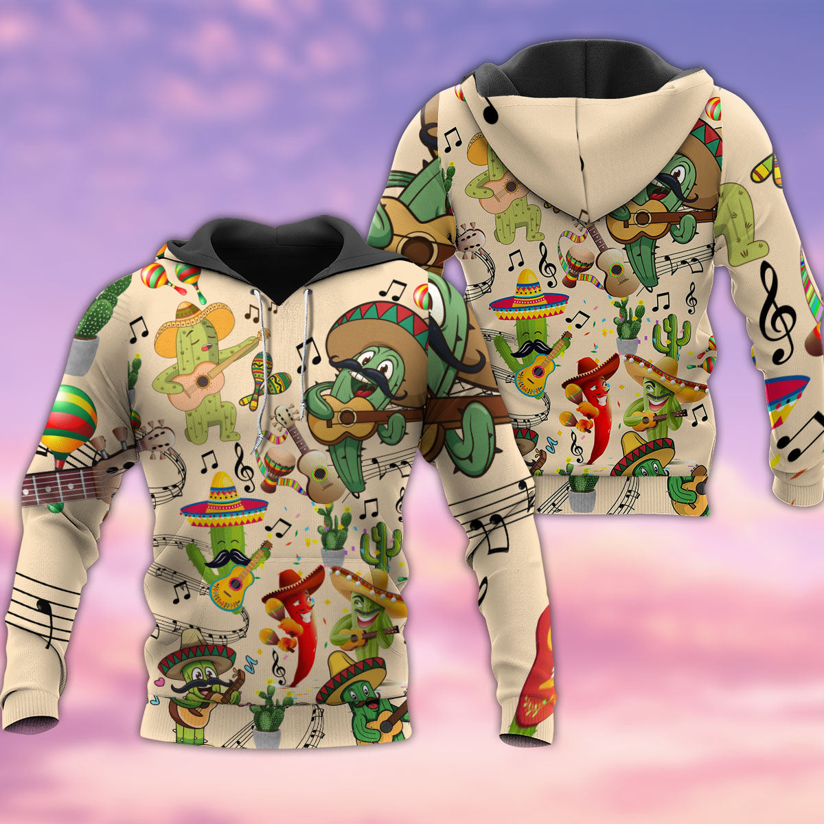 Cactus Music Art Style - 3D Hoodie3